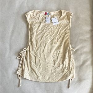 Free People Cream Side Tie Tank Top NWT